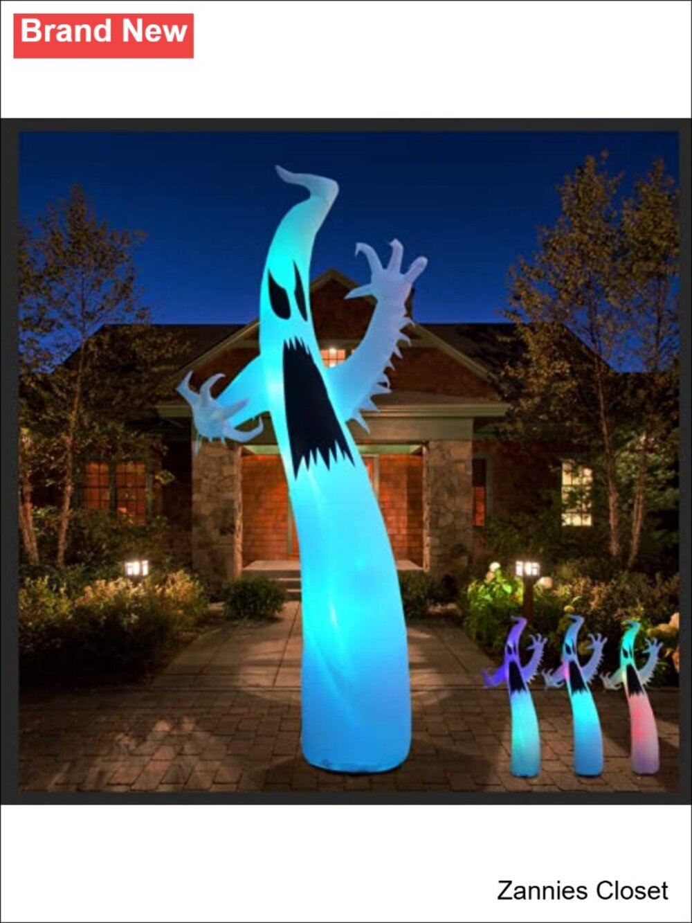👻 12FT Giant Halloween Inflatable Ghost with 3-Color LED Lights